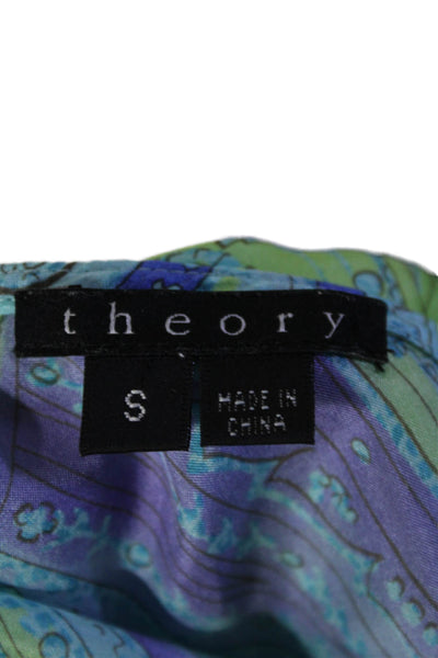 Theory Womens Silk Paisley Print Halter Neck Celine B Blouse Blue Size Small