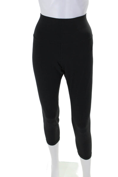 Lululemon Womens Solid Black High Rise Pull On Cropped Pants Leggings Size 12