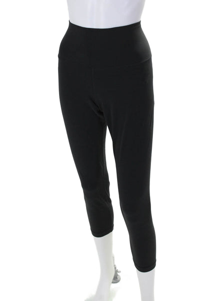 Lululemon Womens Solid Black High Rise Pull On Cropped Pants Leggings Size 12