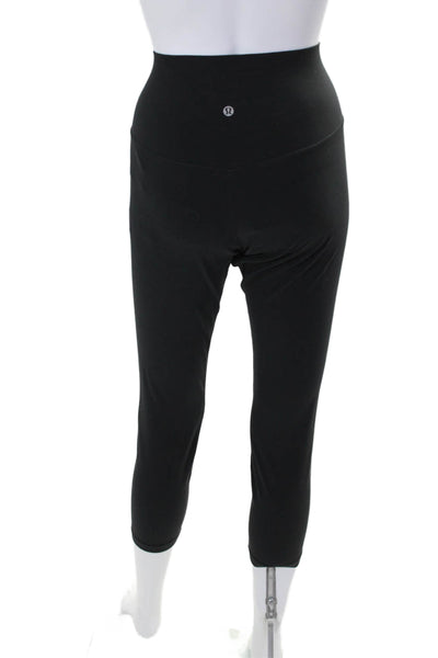 Lululemon Womens Solid Black High Rise Pull On Cropped Pants Leggings Size 12