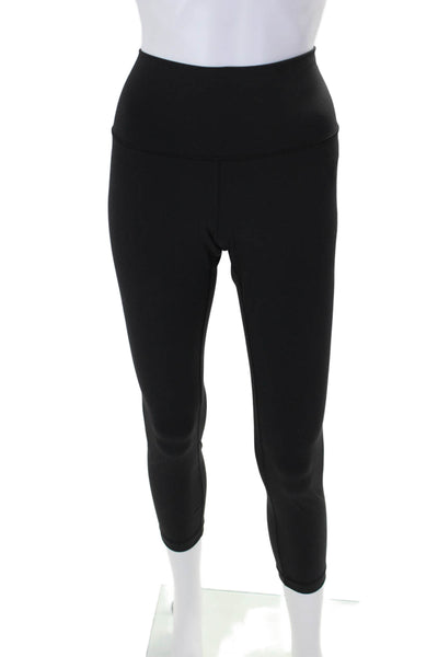 Lululemon Womens Solid Black Pull On High Rise Cropped Pants Leggings Size 10