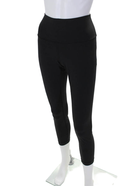 Lululemon Womens Solid Black Pull On High Rise Cropped Pants Leggings Size 10