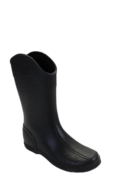 KORS Michael Kors Women's Round Toe Pull-On Rubber Rain Boots Black Size 8