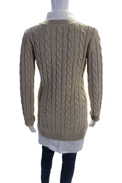 English Factory Womens Wool Layered Blouse Braided Knit Sweater Beige Size XS