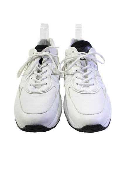 Hogan Mens Leather Textured Lace Up Colorblock Chunky Sneakers White Size 9