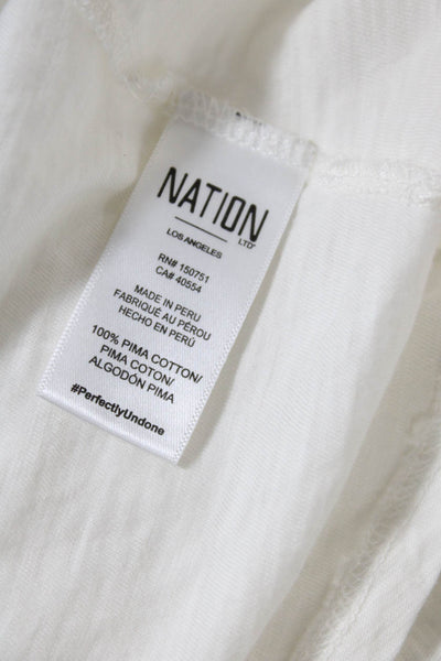 Nation LTD Women's V-Neck Long Sleeves Smocked Blouse White Size M