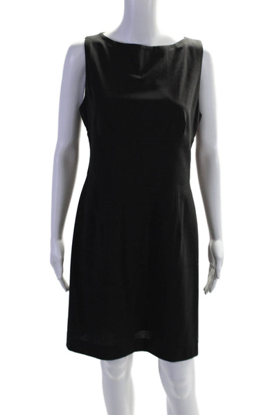 Barneys New York Womens Textured High Neck Sleeveless Lined Pencil Dress Black S