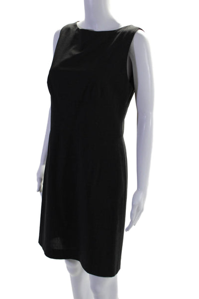 Barneys New York Womens Textured High Neck Sleeveless Lined Pencil Dress Black S