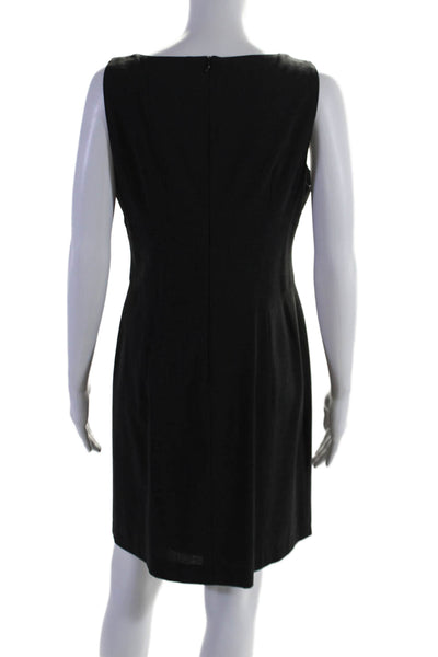 Barneys New York Womens Textured High Neck Sleeveless Lined Pencil Dress Black S