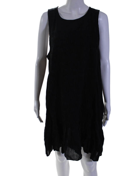 Daily Practice Womens Cotton Black Smocked Crew Neck Sleeveless Dress Size XL