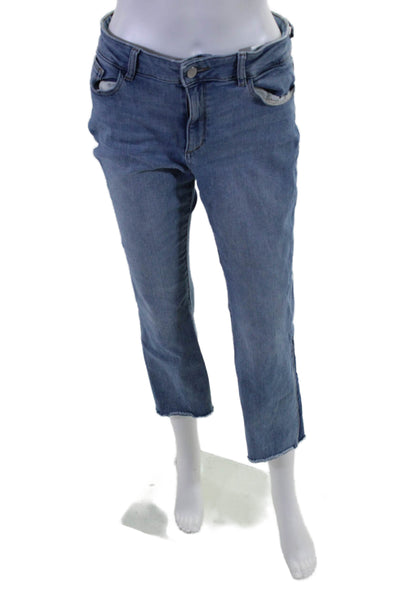 DL1961 Womens Mid Rise Bridget Cropped Boot Cut Jeans Blue Cotton Size 30