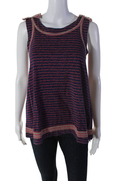 Marc By Marc Jacobs Womens Cotton Blue Printed Scoop Neck Tank Top Size XS