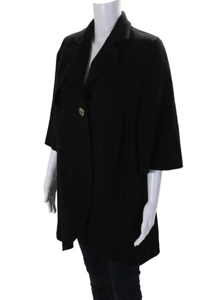 Temperley London Women's Collared Short Sleeves One Button Jacket Black Size 4