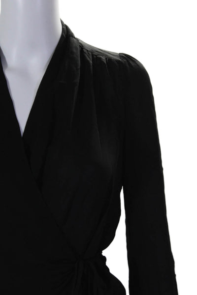 L'Agence Womens Silk Long Sleeve Tie Blouse Black Size XS