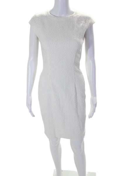 Yigal Azrouel Womens Cotton Textured Cap Sleeve Zipped Dress White Size 4