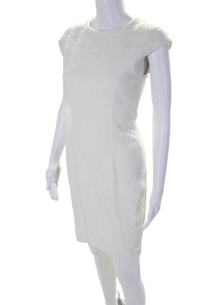 Yigal Azrouel Womens Cotton Textured Cap Sleeve Zipped Dress White Size 4