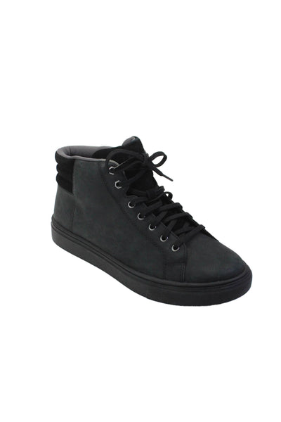 Ugg Men's Round Toe Lace Up Leather Rubber Sole Sneakers Black Size 10