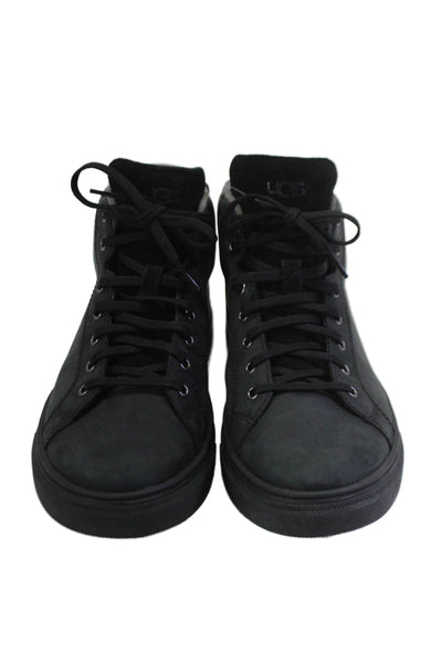 Ugg Men's Round Toe Lace Up Leather Rubber Sole Sneakers Black Size 10