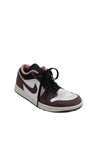 Nike Mens Leather Jordan 1 Low Lace Up Sneakers White Mocha Brown Size 8