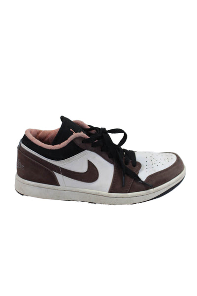 Nike Mens Leather Jordan 1 Low Lace Up Sneakers White Mocha Brown Size 8