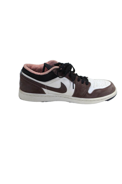 Nike Mens Leather Jordan 1 Low Lace Up Sneakers White Mocha Brown Size 8