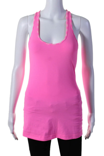 Lululemon Womens Scoop Neck Striped Trim Racerback Tank Top Pink Size 4