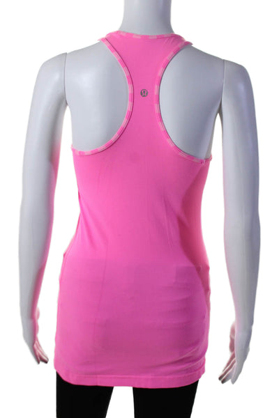 Lululemon Womens Scoop Neck Striped Trim Racerback Tank Top Pink Size 4