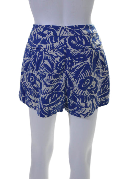 Parker Womens Floral Print Zipped Shorts Blue White Size 0