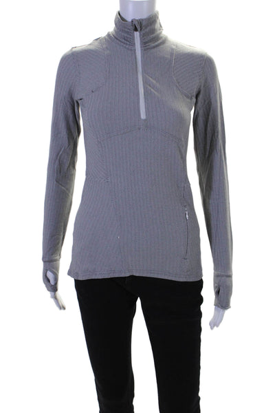 Lululemon Womens Chevron Zipped Collared Long Sleeve Athletic Jacket Gray Size S