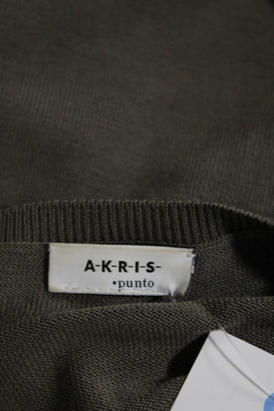 Akris Punto Womens 3/4 Sleeve Scoop Neck Knit Sweatshirt Gray Wool Size 4