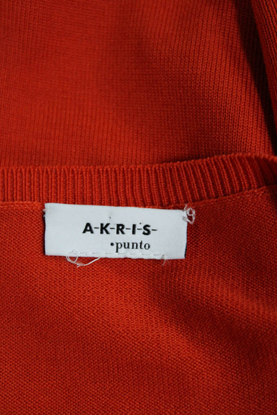 Akris Punto Womens 3/4 Sleeve Scoop Neck Knit Sweatshirt Orange Wool Size 4