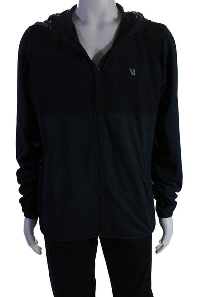 Vuori Mens Hooded Two Pocket Long Sleeve Zip Up Jacket Navy Size L