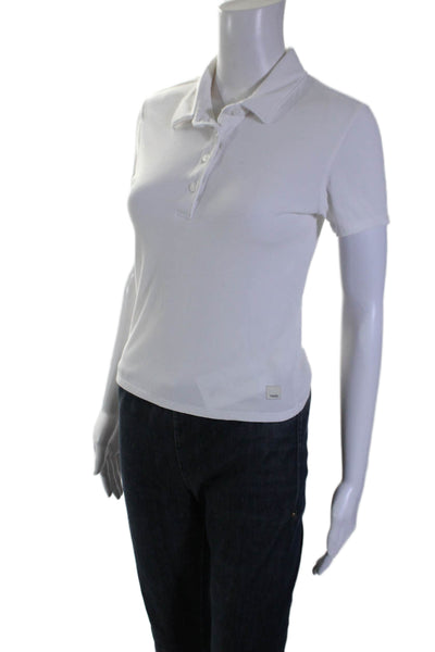 Vuori Womens Short Sleeve Collared Ribbed Knit Polo Shirt White Size Medium