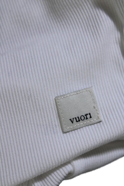 Vuori Womens Short Sleeve Collared Ribbed Knit Polo Shirt White Size Medium