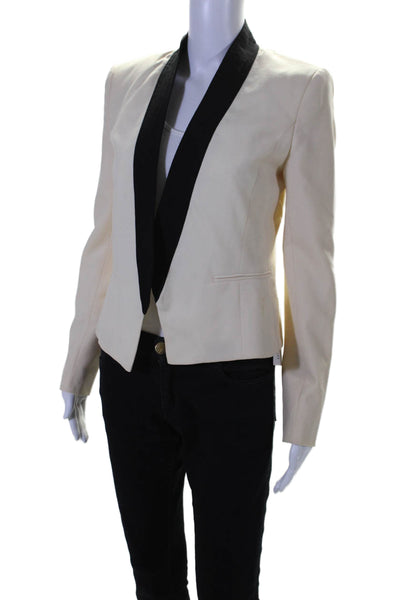 A.L.C. Womens Wool Collared Long Sleeve Open Front Blazer Jacket Cream Size 2