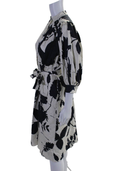 Libertine Womens Floral Print Belted Maxi Dress White Navy Blue Size Extra Small