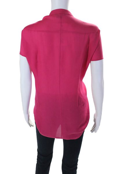 Vince Womens Silk Sleeveless Button Down Blouse Fuschia Size XL