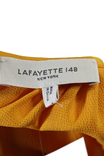 Lafayette 148 New York Womens Short Sleeve Pleated V Neck Blouse Gold Size XL