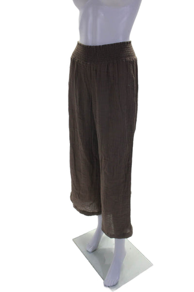 Michael Stars Womens Brown Textured Smocked High Rise Wide Leg Pants Size XS