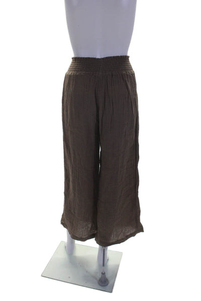 Michael Stars Womens Brown Textured Smocked High Rise Wide Leg Pants Size XS