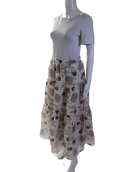 Ulla Johnson Women's Hook Closure Tiered Lined Maxi Skirt Floral Size 2