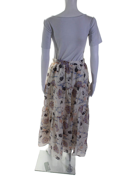 Ulla Johnson Women's Hook Closure Tiered Lined Maxi Skirt Floral Size 2