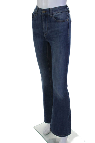 DL1961 Womens Cotton Zip Button High Rise Boot Cut Jeans Blue Size EUR 24