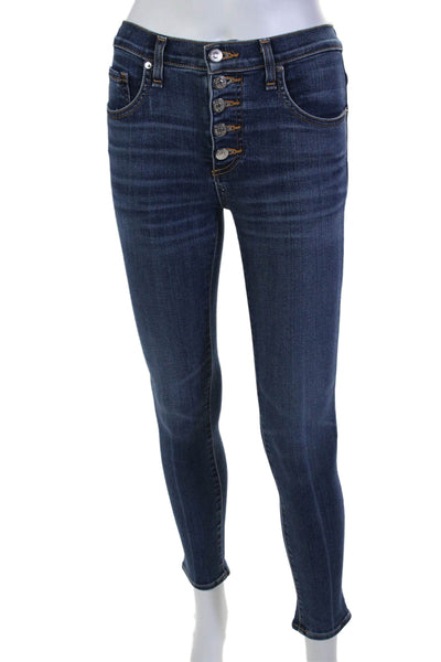 Veronica Beard Womens Cotton Button Lined Skinny Leg Denim Jeans Blue Size EUR 2