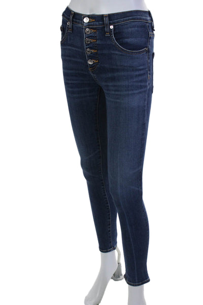 Veronica Beard Womens Cotton Button Lined Skinny Leg Denim Jeans Blue Size EUR 2