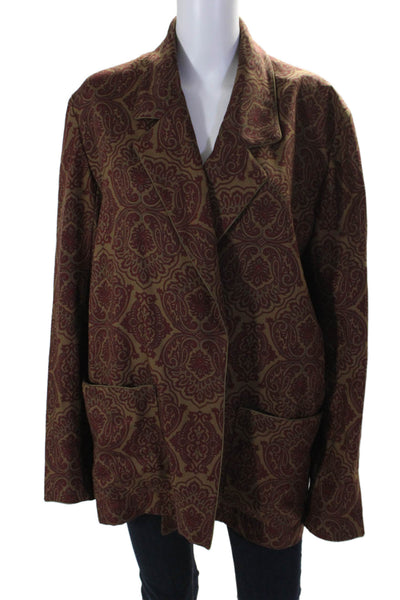 Calvin Klein Classifications Womens Open Front Paisley Jacket Brown Red Size 12