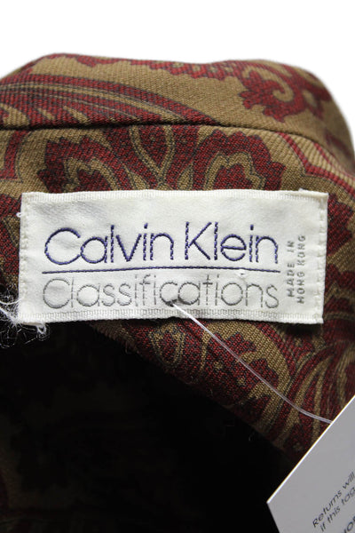 Calvin Klein Classifications Womens Open Front Paisley Jacket Brown Red Size 12