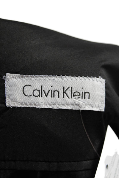 Calvin Klein Mens Three Button Notched Lapel Blazer Jacket Black Wool Size 39S