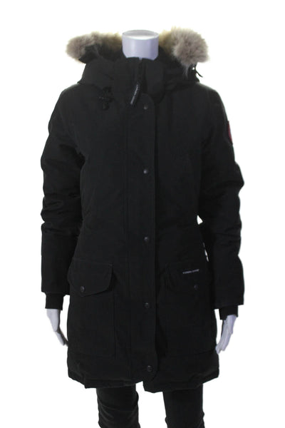 Canada Goose Womens Cotton Lined Full Zip Button Hood Puffer Jacket Black Size X