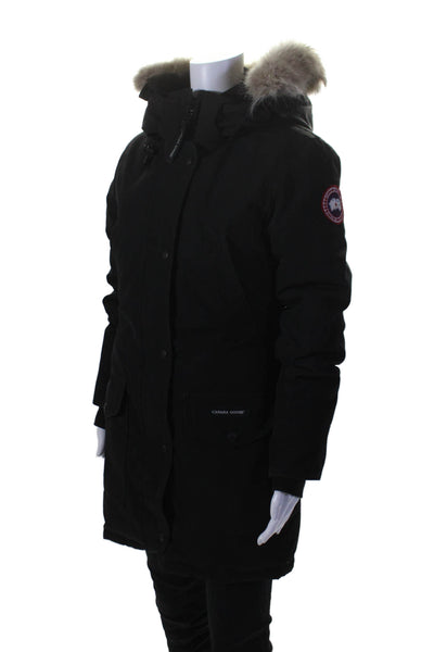 Canada Goose Womens Cotton Lined Full Zip Button Hood Puffer Jacket Black Size X